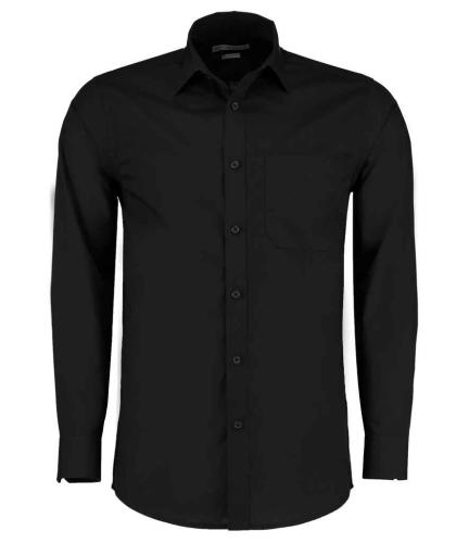 Kustom Kit Long Sleeve Tailored Poplin Shirt - WHI - 13.5